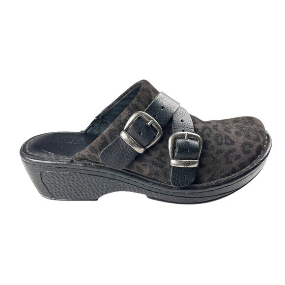 Mules En Cuir Noir BORN - Taille US 6 Femme, Occasion, Style Clogs à Talons